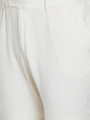 white solid flat front casual trouser - 16348882 - Standard Image - 5