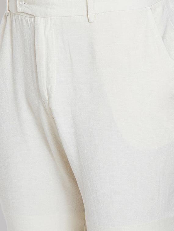 white solid flat front casual trouser - 16348882 - Zoom Image - 5