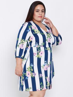 floral faux wrap plus dress - 16348915 - Standard Image - 2