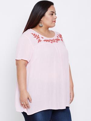 round neck floral plus tunic - 16348950 - Standard Image - 2