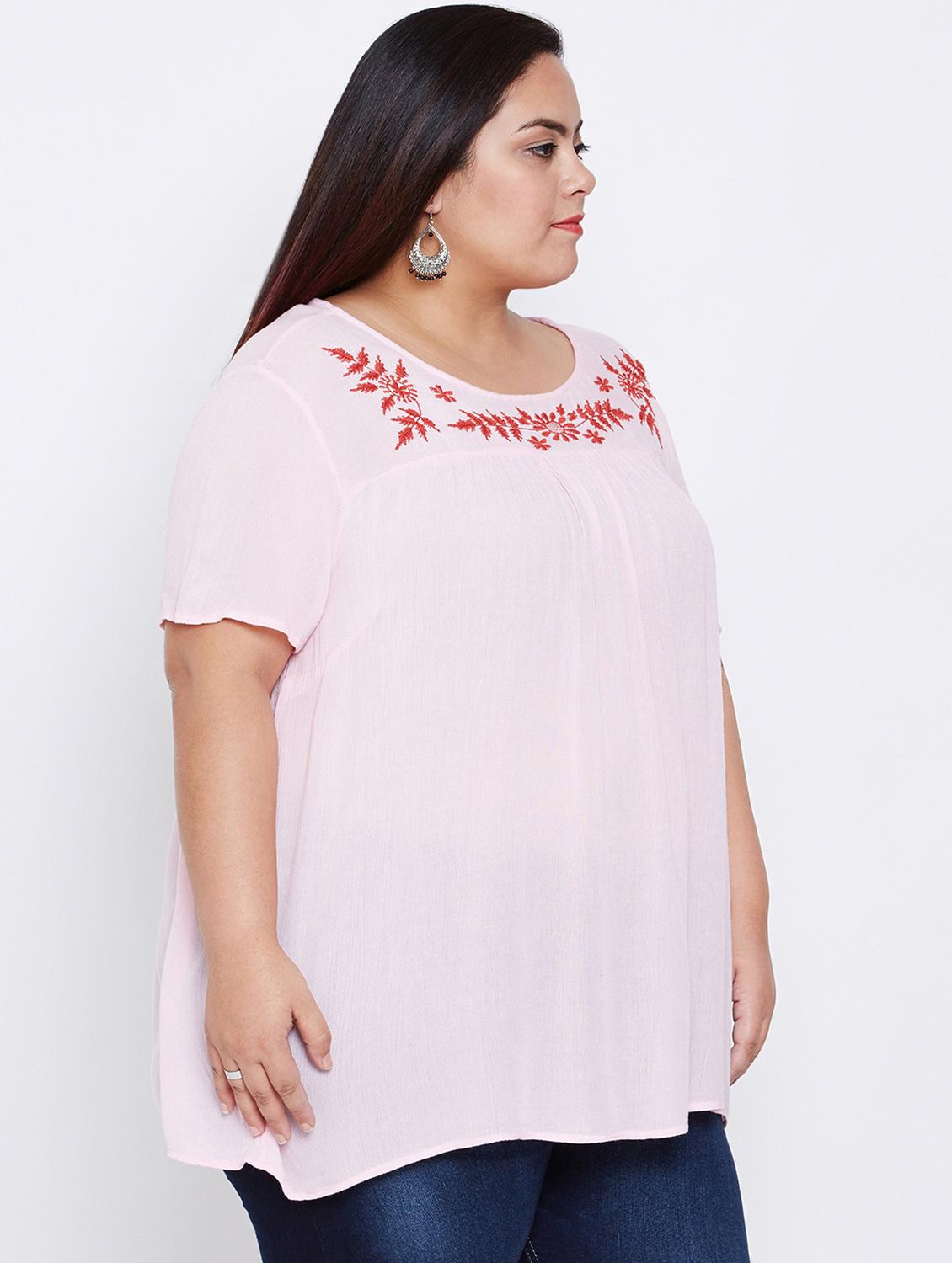 round neck floral plus tunic - 16348950 - Zoom Image - 2