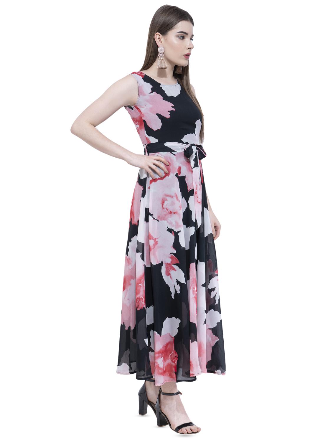 tie knot front floral maxi dress - 16349342 - Zoom Image - 2