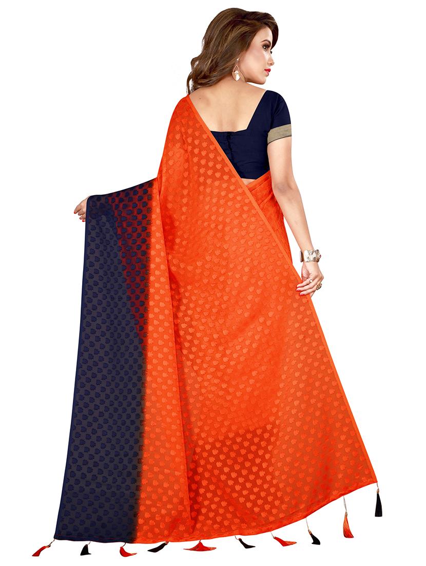 color block woven saree with blouse - 16349362 - Zoom Image - 2