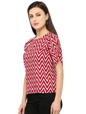 overlap sleeved chevron top - 16349507 - Standard Image - 2