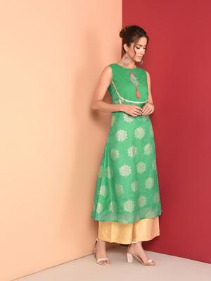 embroidered a-line kurta - 16350315 - Standard Image - 2
