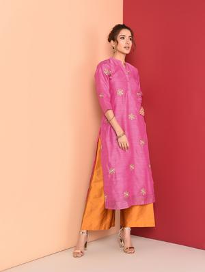embroidered straight kurta - 16350324 - Standard Image - 2