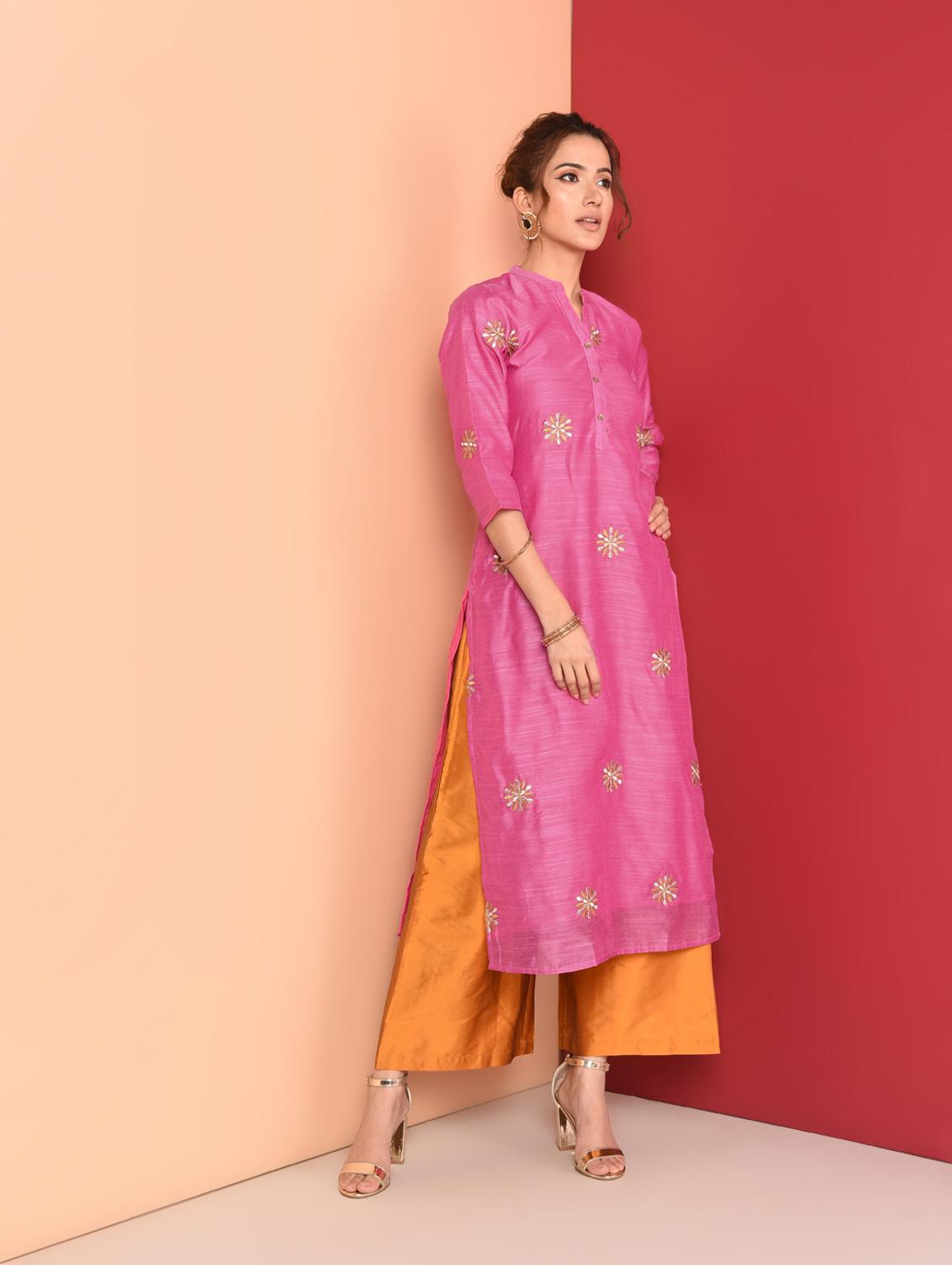 embroidered straight kurta - 16350324 - Zoom Image - 2
