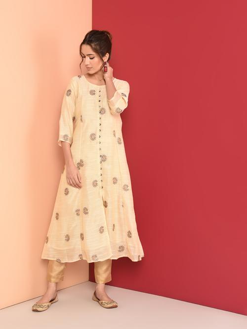embroidered a-line kurta - 16350327 - Standard Image - 1