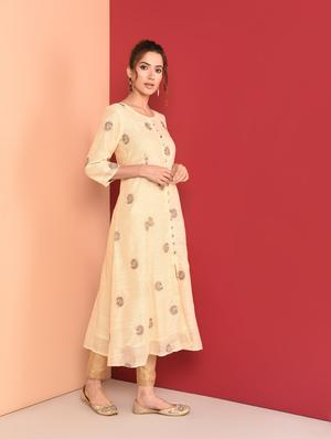 embroidered a-line kurta - 16350327 - Standard Image - 2