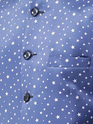 blue printed bandhgala casual blazer - 16350402 - Standard Image - 5