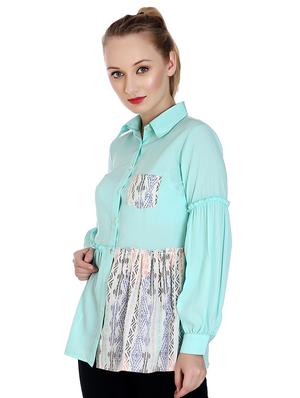 contrast detail bishop sleeved shirt - 16350667 - Standard Image - 2