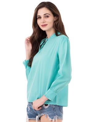 tie up neck long sleeved top - 16350942 - Standard Image - 2