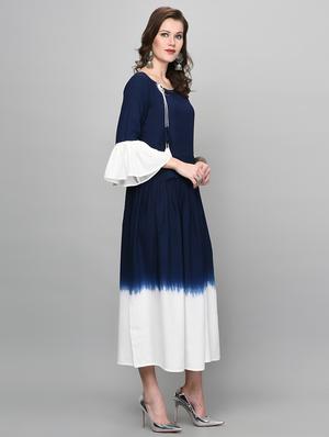 tie & dye flared ethnic dress - 16352031 - Standard Image - 2