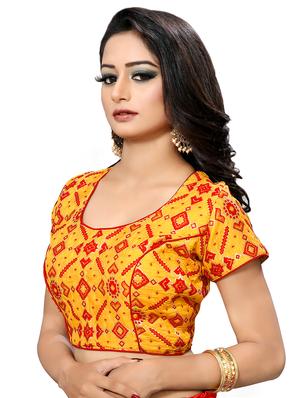 yellow cotton blend brocade blouse - 16353468 - Standard Image - 2