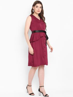 ruffle detail tie front a-line dress - 16353685 - Standard Image - 2