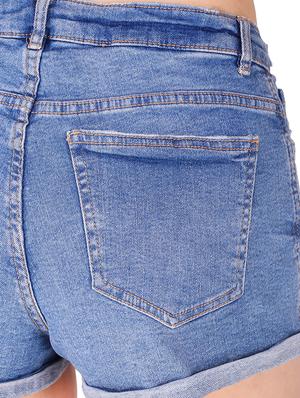 turn up hem denim shorts - 16354753 - Standard Image - 5