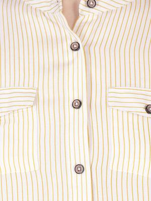 mandarin neck striped shirt - 16354858 - Standard Image - 5