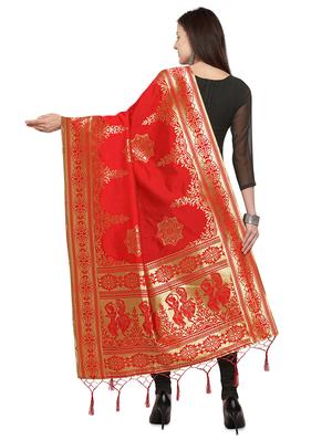 red silk banarasi dupatta - 16354872 - Standard Image - 2