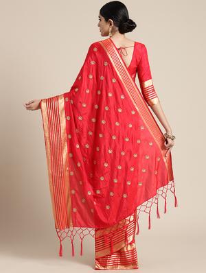 gold embroidered saree with blouse - 16356018 - Standard Image - 2