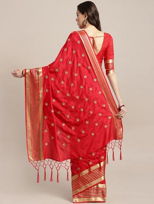 gold embroidered saree with blouse - 16356023 - Standard Image - 2