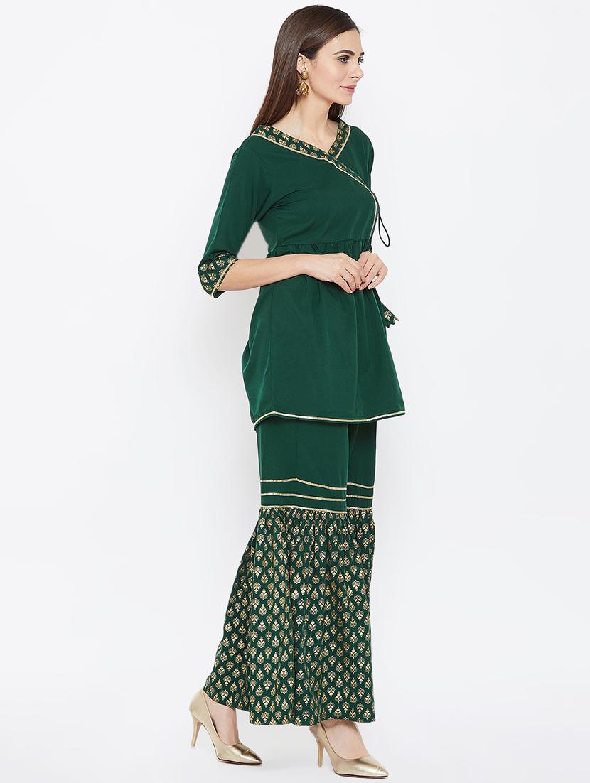 block print kurta sharara set - 16356180 - Zoom Image - 2