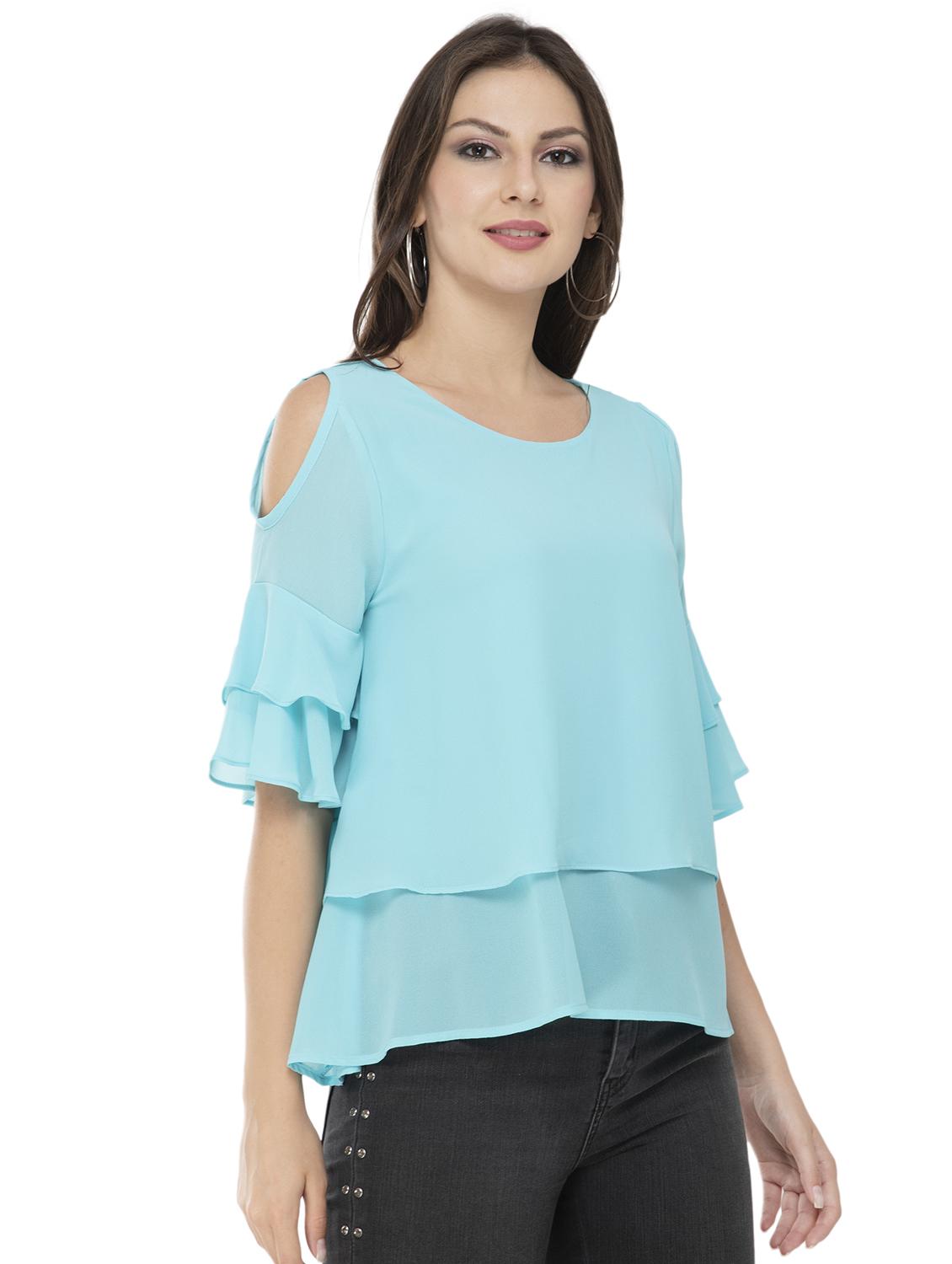 cold shoulder layered top - 16356266 - Zoom Image - 2