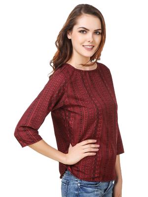 aztec print round neck top - 16356981 - Standard Image - 2