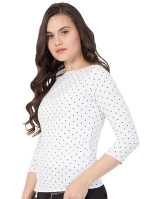 dot print boat neck top - 16356986 - Standard Image - 2