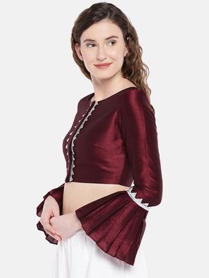 gota lace solid blouse - 16357170 - Standard Image - 2