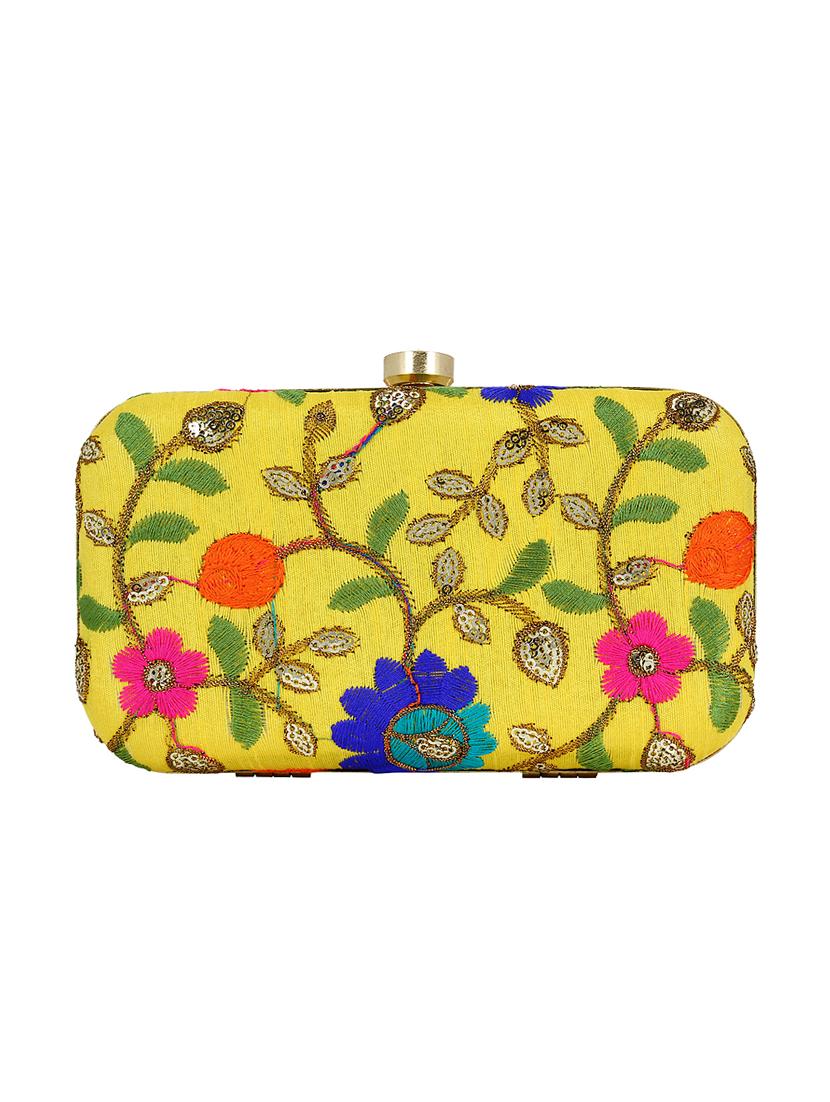 yellow cotton polyester blend box clutch - 16357191 - Zoom Image - 2
