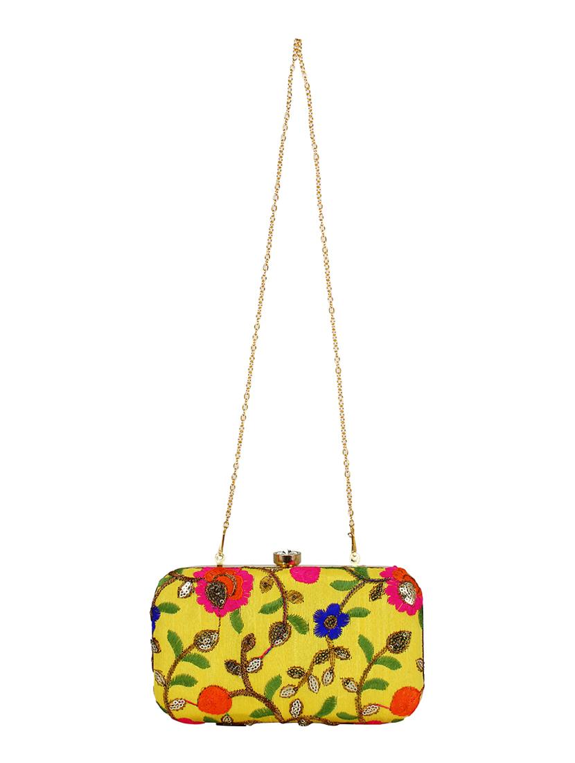 yellow cotton polyester blend box clutch - 16357191 - Zoom Image - 5