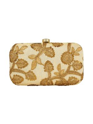 beige cotton polyester blend box clutch - 16357196 - Standard Image - 2