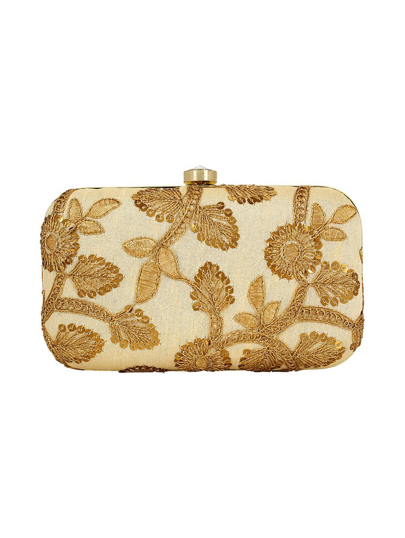beige cotton polyester blend box clutch - 16357196 - Zoom Image - 2
