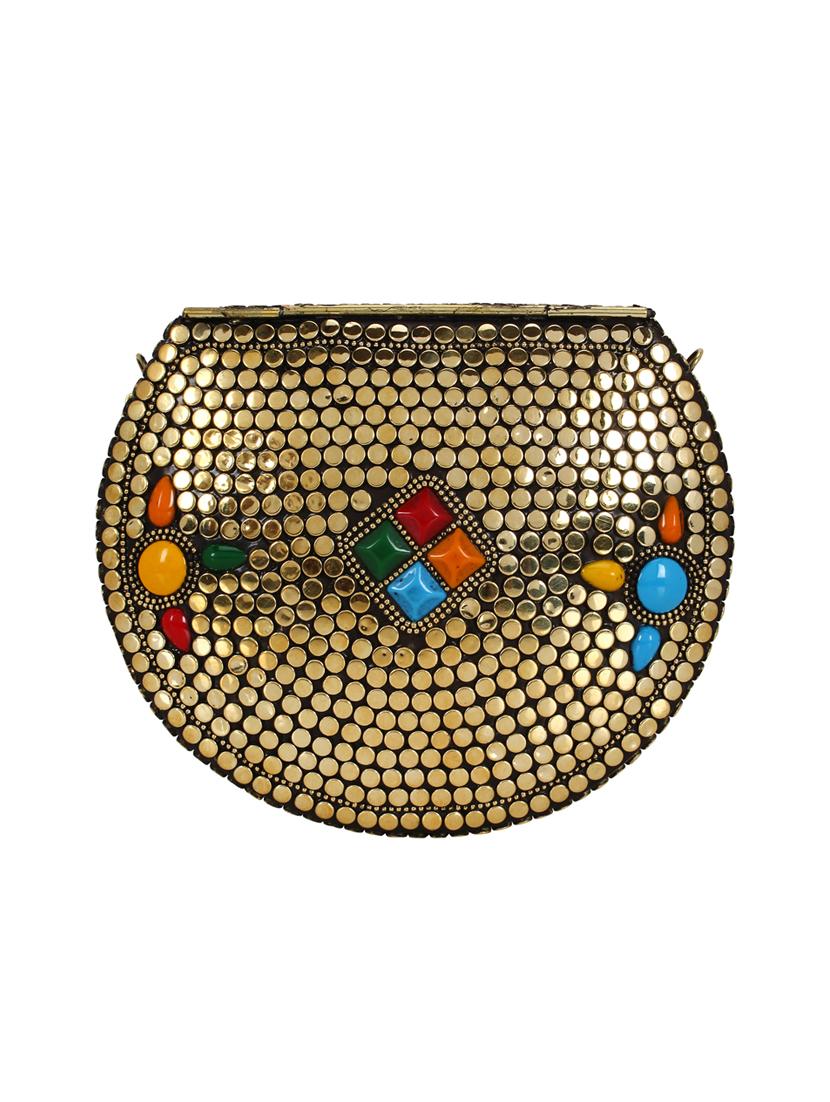 gold metal box clutch - 16357211 - Zoom Image - 2