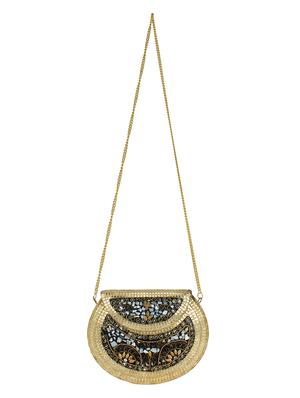gold metal box clutch - 16357214 - Standard Image - 5