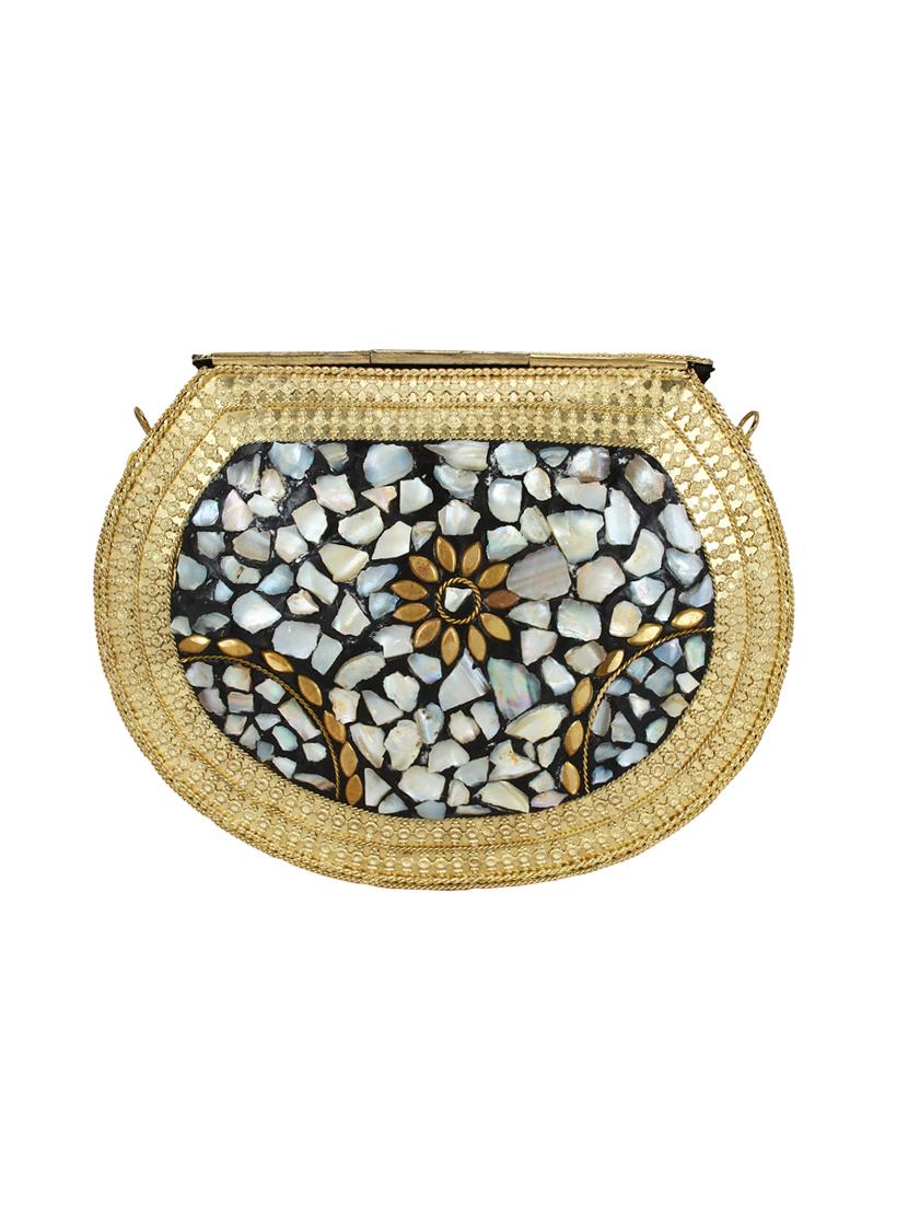 gold metal box clutch - 16357214 - Zoom Image - 2