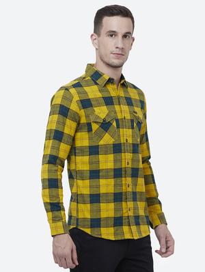 yellow cotton casual shirt - 16357945 - Standard Image - 2