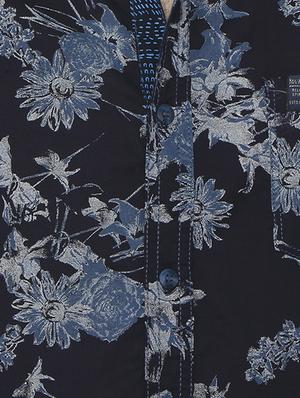 navy blue floral print casual shirt - 16358139 - Standard Image - 5