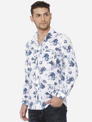 white floral print casual shirt - 16358140 - Standard Image - 2