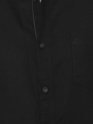 black solid linen casual shirt - 16358176 - Standard Image - 5