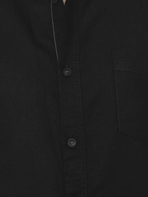 black solid linen casual shirt - 16358176 - Zoom Image - 5