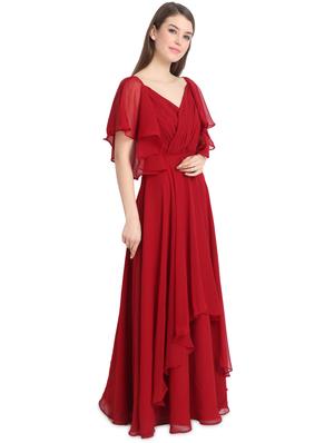 flared layered solid gown - 16358777 - Standard Image - 2