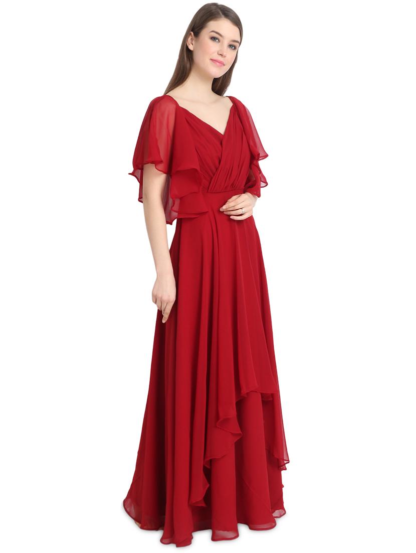 flared layered solid gown - 16358777 - Zoom Image - 2