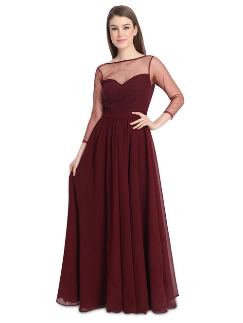 solid flared gown - 16358782 - Standard Image - 1