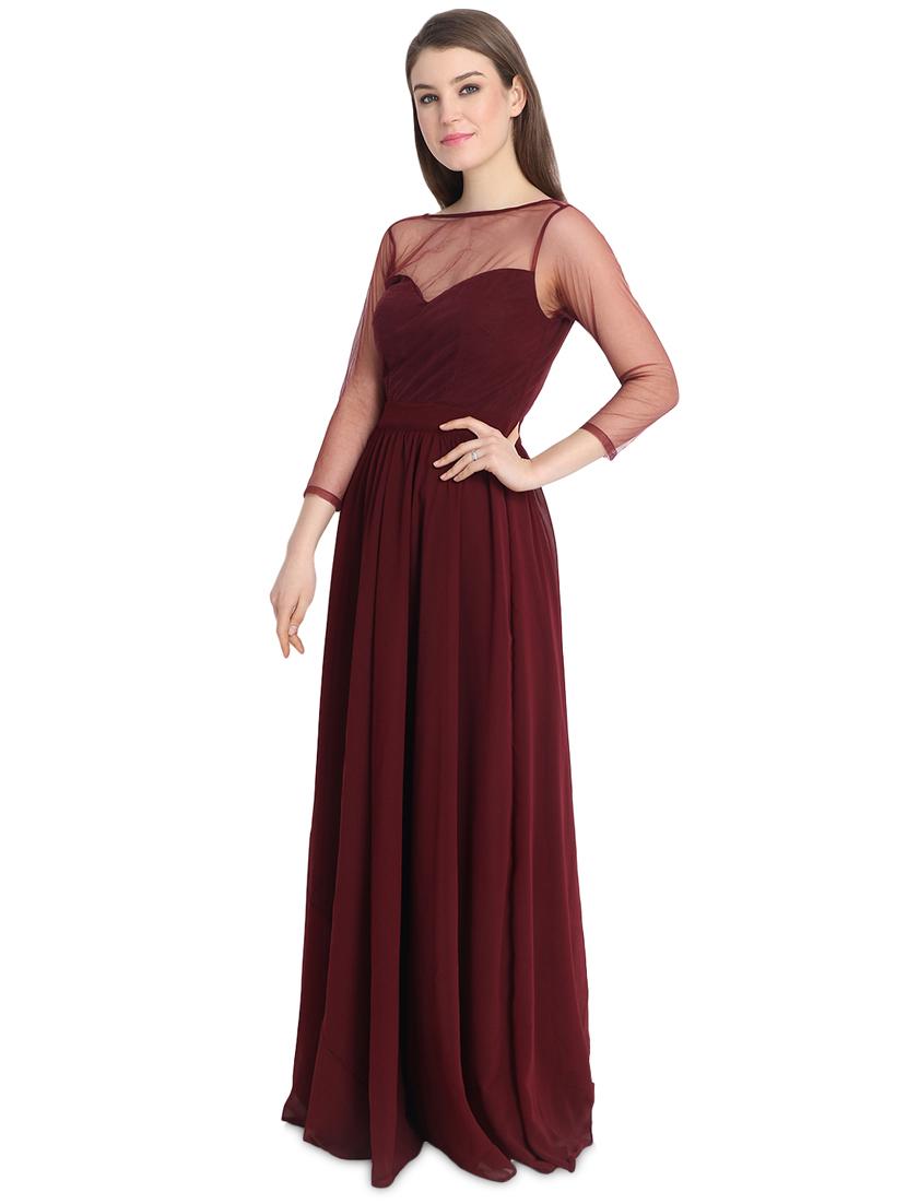 solid flared gown - 16358782 - Zoom Image - 2