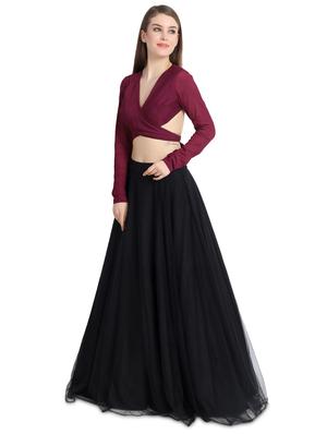 wine criss cross lehenga - 16358789 - Standard Image - 2