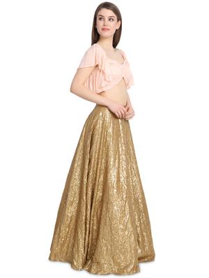 gold ruffle lehenga - 16358796 - Standard Image - 2