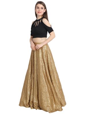 gold key hole lehenga - 16358797 - Standard Image - 2