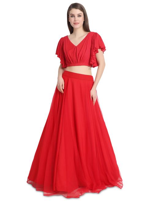 ruffle a-line lehenga - 16358802 - Standard Image - 1