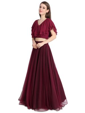 ruffle solid a-line lehenga - 16358806 - Standard Image - 2